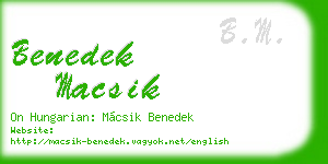 benedek macsik business card